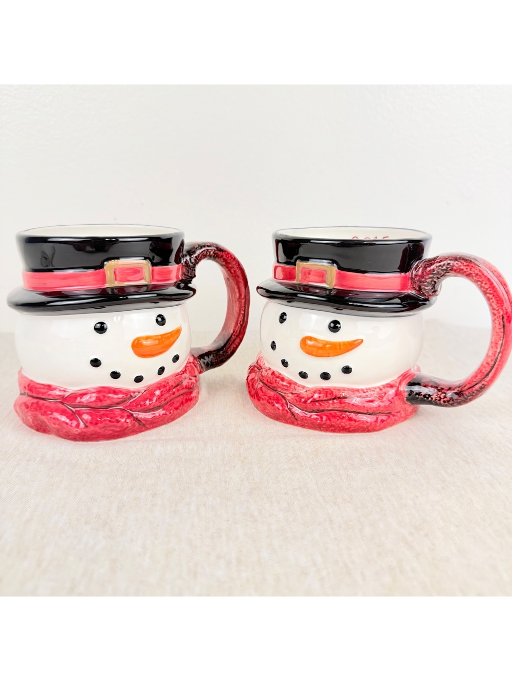 St Nicholas Square Yuletide 2015 Snowman Mugs Set of 2 Christmas Figural